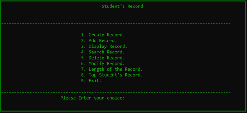example student record system
